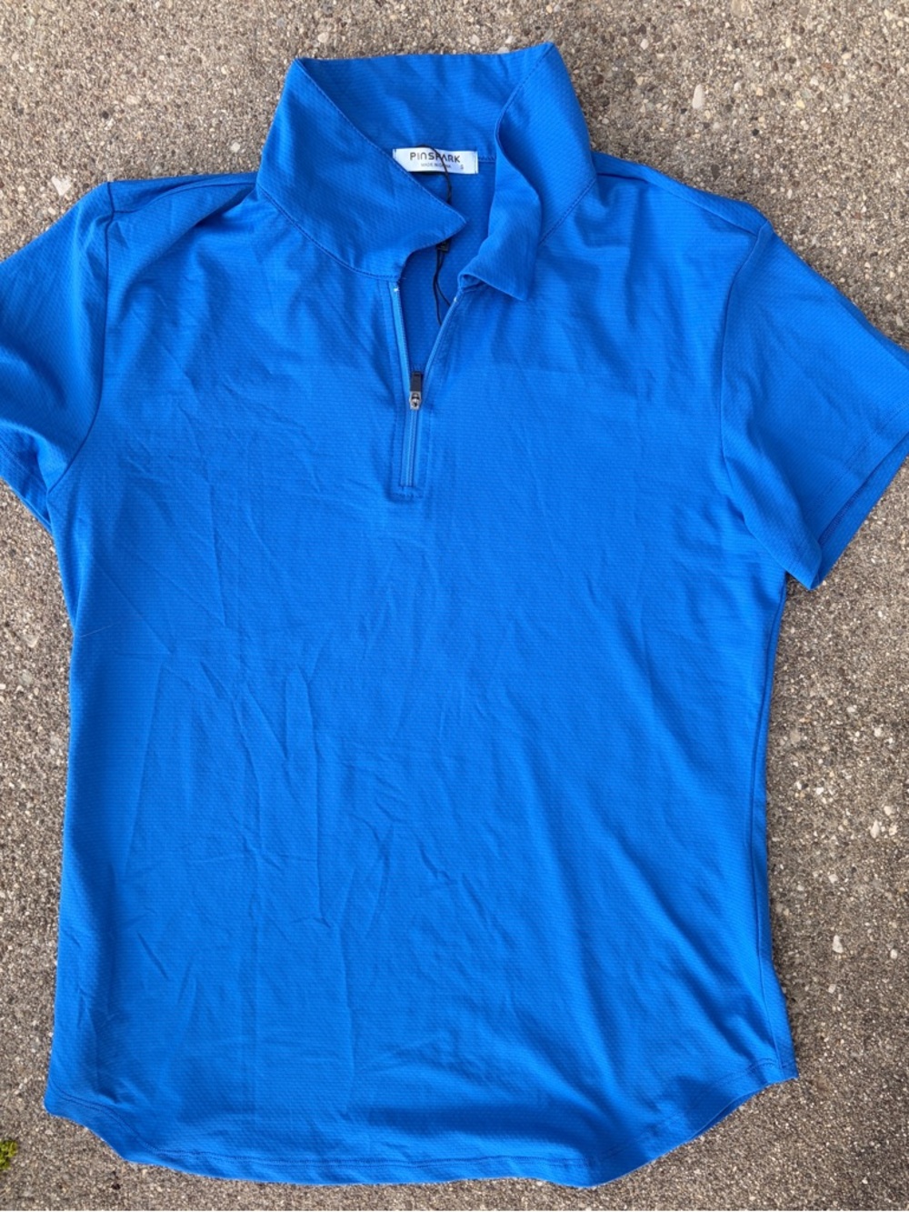 Pinspark Women’s Small Short Sleeve Zip Polo in Bright Blue